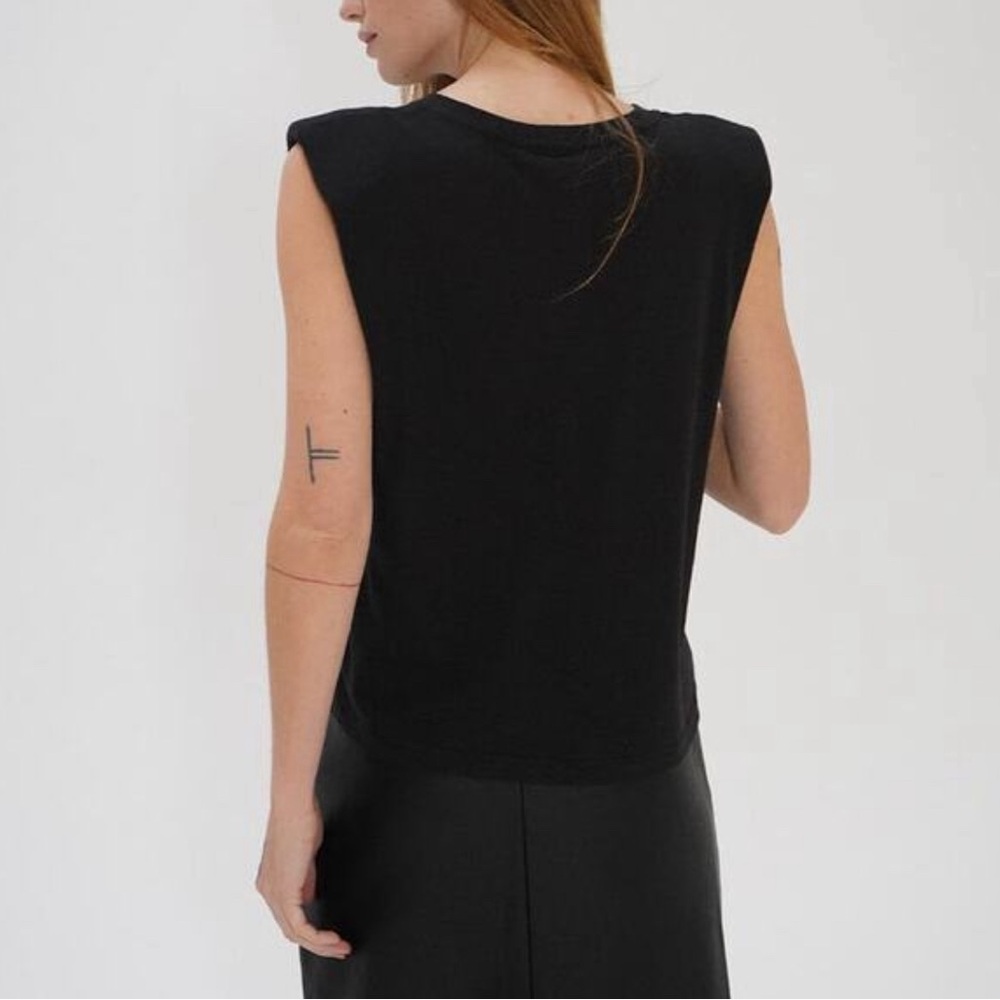 LNA Strong Shoulder Mini Dress Muscle Tee in Black Cotton XL Shift Tunic Top